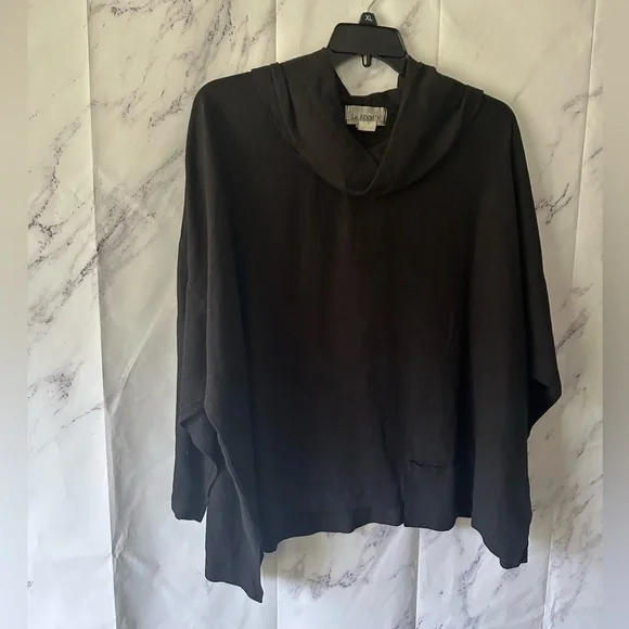 VTG 90s LA FIXSUN LINEN TUNIC LAGENLOOK TOP BLACK WOMENS XL MADE IN USA - Picture 2 of 9